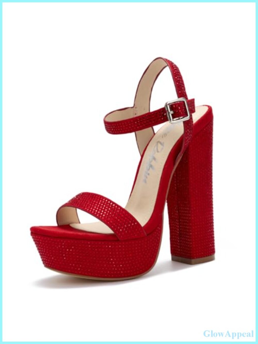 Cape Robbin 5.5-inch Rhinestone Platform Heels with Ankle Strap